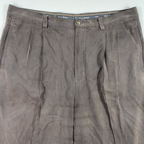 Tommy Bahama Mens Brown 100% Silk Pleated Dress Pants Size 38 X 32 - Picture 5 of 10